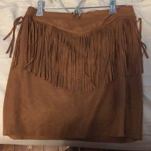 Fringe suede skirt